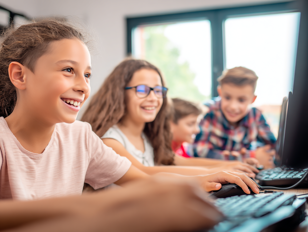 Students enjoying programming lessons